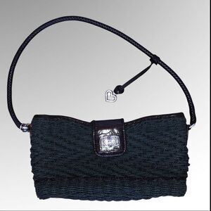 Brighton Wendy Shoulder Bag Black Straw/Leather